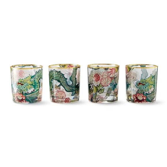 NWOB Williams Sonoma Schumacher Chiang Mai Dragon Double Old-Fashioned Glasses - Picture 1 of 12